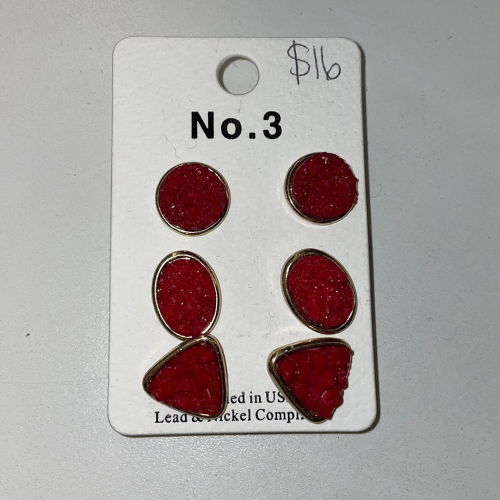 No.3 red and gold studded earrings.